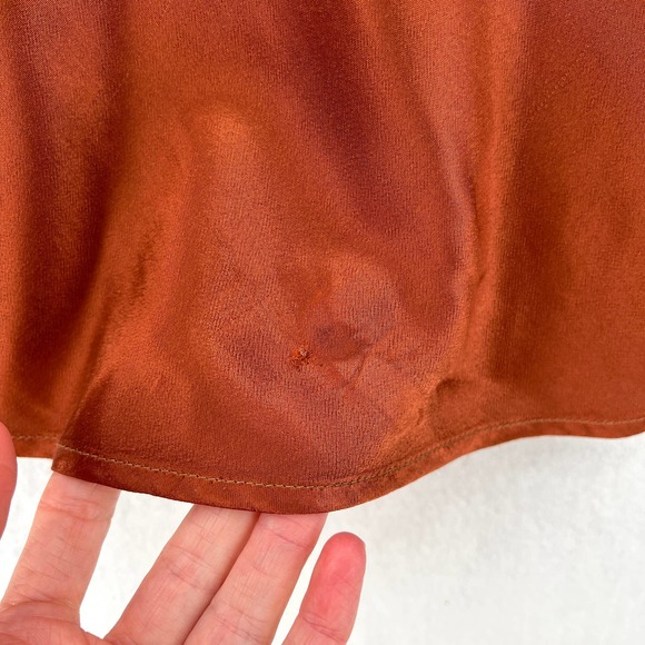 ENZA COSTA Dress Womens XS 0 Rust Satin Bias Slip Maxi Spaghetti Strap NWOT - Picture 11 of 16
